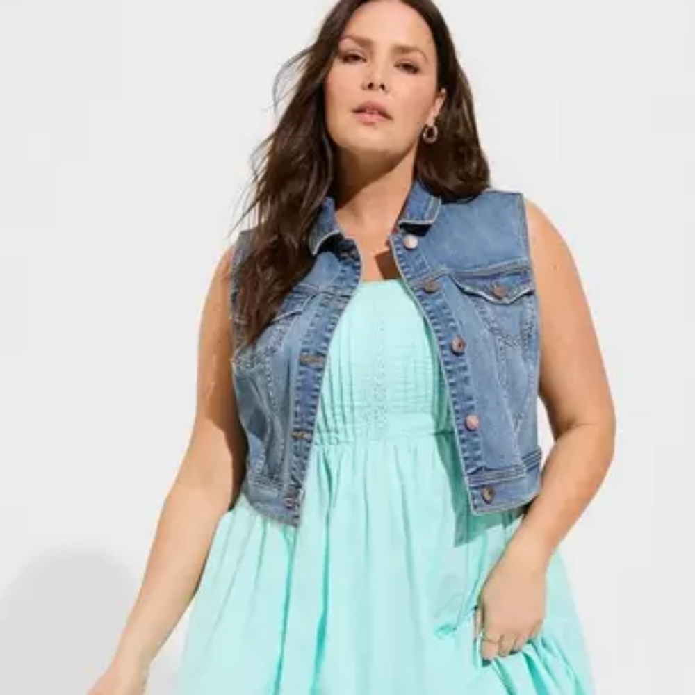 Torrid Cropped Denim Vest
